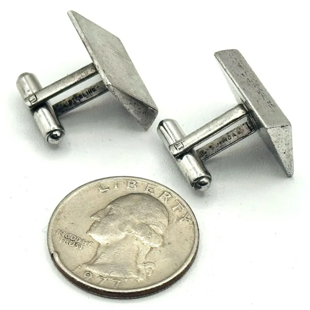 Vintage SIMMONS Signed Sterling Silver Cufflinks Mens Jewelry RF Simmons Co MCM